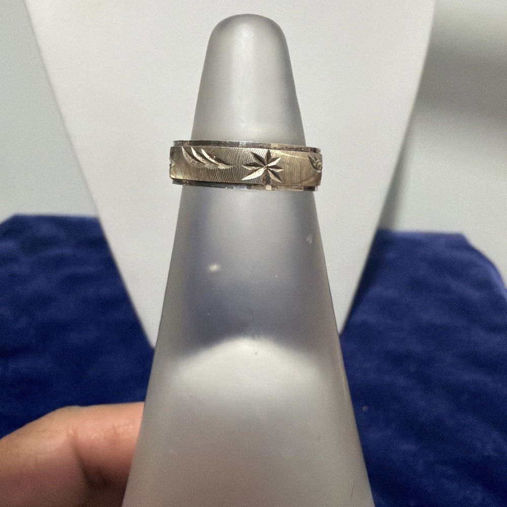 Vermeil 925 Sterling Silver Diamond Cut Unisex Wedding Band Ring 1.8gr Size 8.75